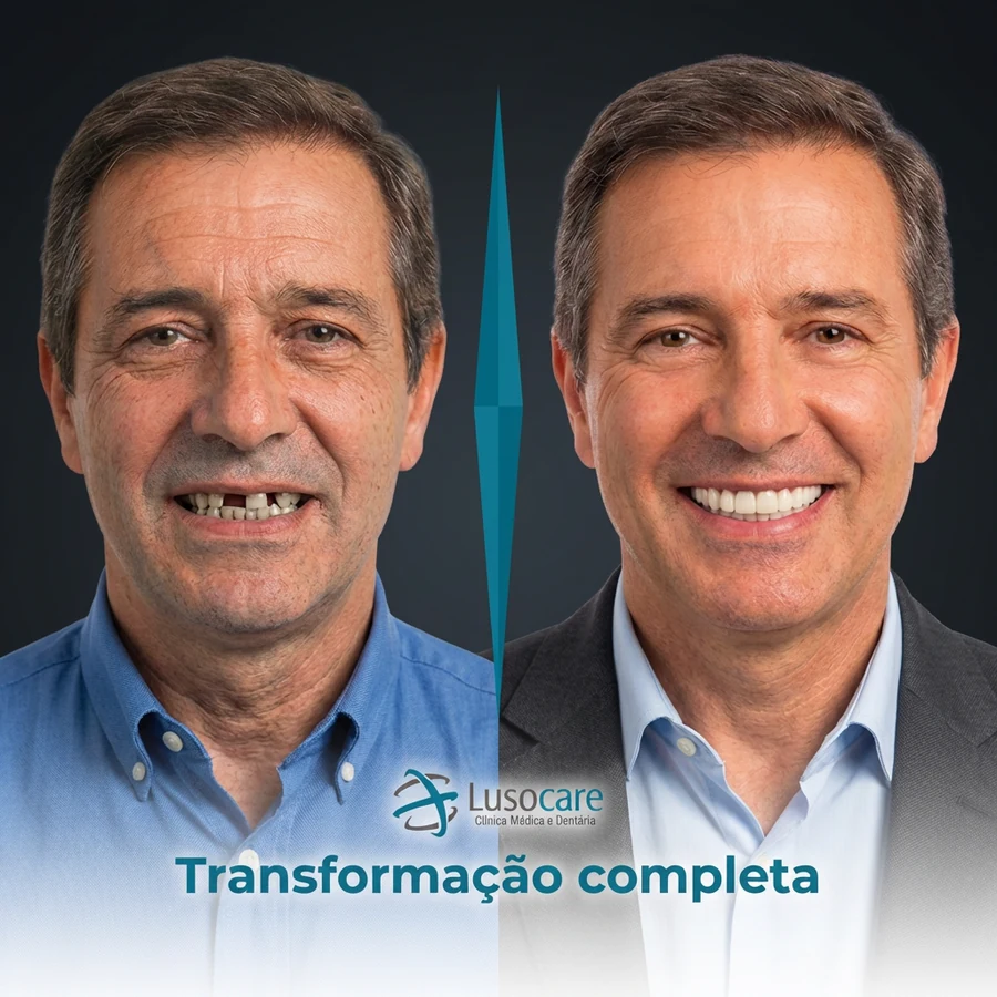 Antes e depois — transformação do sorriso com implantes