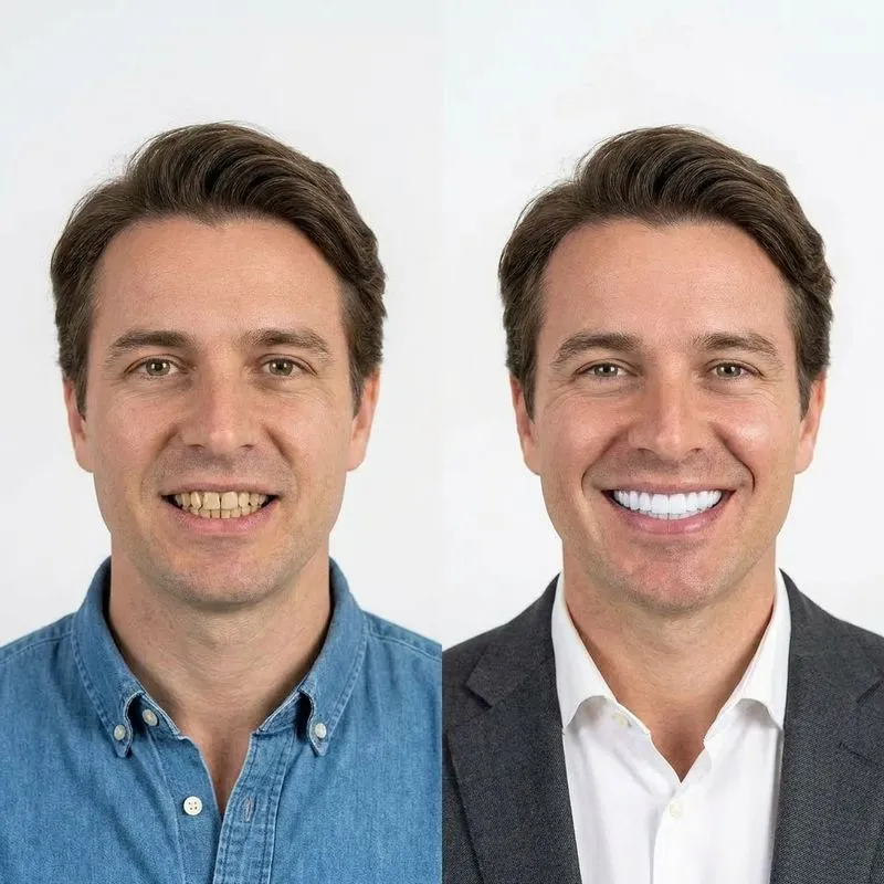 Transformação de sorriso com facetas de cerâmica na Lusocare Alcochete