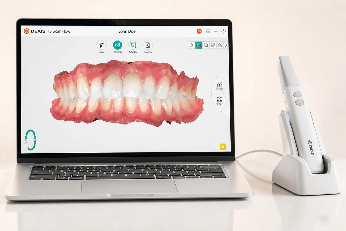 Scan intraoral 3D de arcada completa no Dexis IS 3700