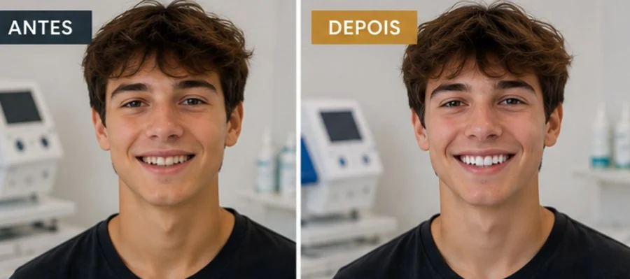 Sorriso após branqueamento dentário