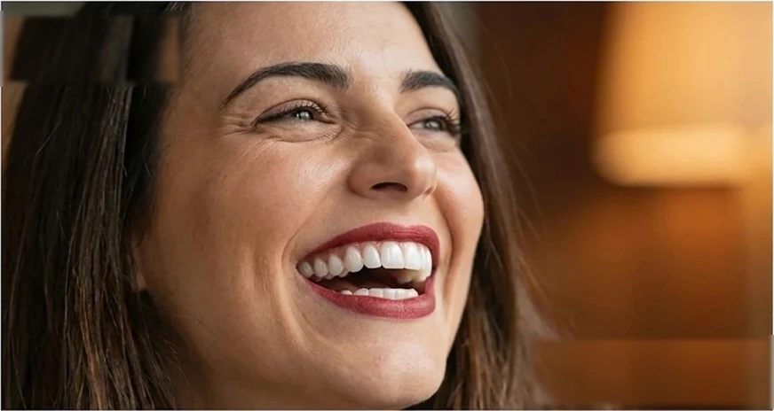 Sorriso com facetas dentárias